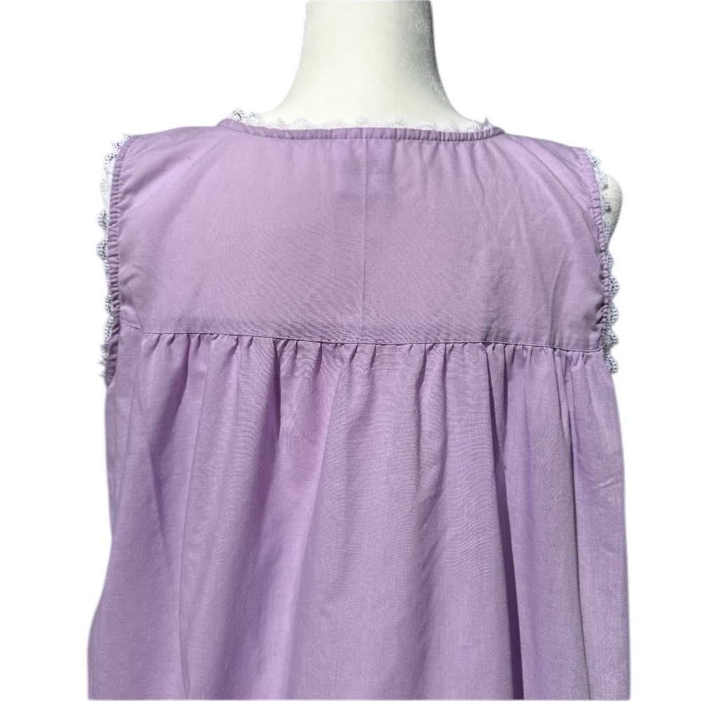 Vintage Cottagecore Nightgown XXL Lavender Embroidered Cotton Blend Sleep Dress - Picture 6 of 16